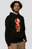 Flash Skeleton Baskılı Unisex Siyah Hoodie