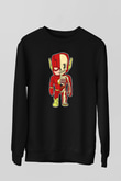Flash Skeleton Baskılı Unisex Siyah Sweatshirt