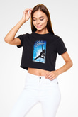 Flashdance Siyah Crop Top Tişört