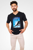 Flashdance Siyah Unisex V Yaka Tişört