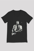 Fleetwod Mac Baskılı Unisex Siyah V Yaka Tişört - Tshirt