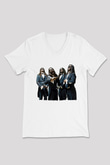 Fleshgod Apocalypse Baskılı Beyaz Unisex V Yaka Tişört - Tshirt