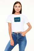 Flyleaf Baskılı Unisex Beyaz Crop Top Tişört