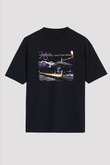Foghat Baskılı Unisex Siyah Oversize Tişört