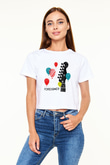 Foreigner Beyaz Croptop Tişört