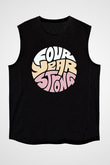 Four Year Strong Baskılı Unisex Siyah Kolsuz Tişört - Tshirt