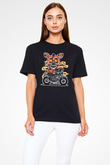 Foxy Motocross Baskılı Unisex Siyah Tişört