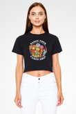 Fraggle Rock Siyah   Crop Top Tişört