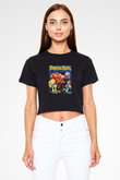 Fraggle Rock Siyah Crop Top Tişört