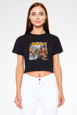 Fraggle Rock Siyah Crop Top Tişört