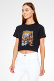 Fraggle Rock Siyah Crop Top Tişört