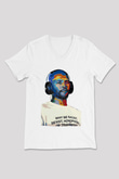 Frank Ocean Baskılı Beyaz Unisex V Yaka Tişört - Tshirt