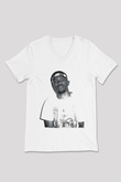 Frank Ocean Baskılı Beyaz Unisex V Yaka Tişört - Tshirt