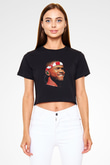 Frank Ocean Baskılı Siyah Crop Top Kadın Tişört - Tshirt
