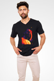 Frank Ocean Baskılı Unisex Siyah V Yaka Tişört - Tshirt
