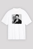 Frank Turner Baskılı Unisex Beyaz Oversize Tişört