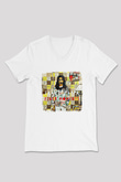 Frank Zappa Baskılı Unisex Beyaz V Yaka Tişört
