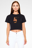 Frank Zappa Baskılı Unisex Siyah Crop Top Tişört