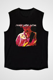 Frank Zappa Baskılı Unisex Siyah Kolsuz Tişört