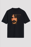 Frank Zappa Baskılı Unisex Siyah Oversize Tişört