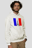 Fransa Beyaz Unisex Kapşonlu Sweatshirt