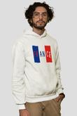 Fransa Beyaz Unisex Kapşonlu Sweatshirt