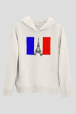 Fransa Beyaz Unisex Kapşonlu Sweatshirt