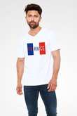 Fransa Beyaz Unisex V Yaka Tişört T-Shirt