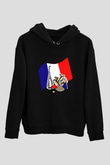 Fransa Siyah Unisex Hoodie