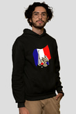 Fransa Siyah Unisex Hoodie