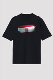 Fransız Polinezyası - French Polynesia Bayrağı Baskılı Unisex Siyah Oversize Tişört