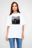 Franz Ferdinand Baskılı Unisex Beyaz Oversize Tişört