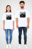 Franz Ferdinand Baskılı Unisex Beyaz Oversize Tişört