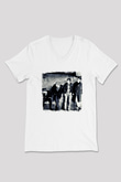 Franz Ferdinand Baskılı Unisex Beyaz V Yaka Tişört