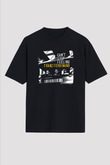 Franz Ferdinand Baskılı Unisex Siyah Oversize Tişört