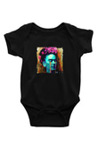 Frida Kahlo Baskılı Unisex Siyah Bebek Body - Zıbın