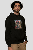 Frida Kahlo Baskılı Unisex Siyah Hoodie