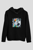 Frida Kahlo Baskılı Unisex Siyah Hoodie