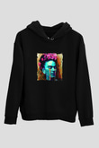 Frida Kahlo Baskılı Unisex Siyah Hoodie
