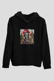 Frida Kahlo Baskılı Unisex Siyah Hoodie