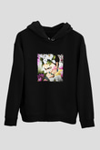 Frida Kahlo Baskılı Unisex Siyah Hoodie