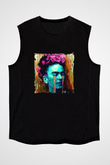 Frida Kahlo Baskılı Unisex Siyah Kolsuz Tişört