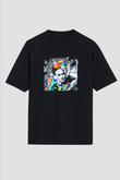 Frida Kahlo Baskılı Unisex Siyah Oversize Tişört