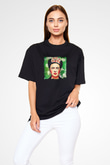 Frida Kahlo Baskılı Unisex Siyah Oversize Tişört