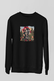 Frida Kahlo Baskılı Unisex Siyah Sweatshirt
