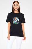 Frida Kahlo Baskılı Unisex Siyah Tişört