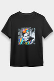 Frida Kahlo Baskılı Unisex Siyah Tişört