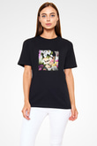 Frida Kahlo Baskılı Unisex Siyah Tişört