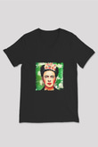 Frida Kahlo Baskılı Unisex Siyah V Yaka Tişört