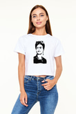 Frida Kahlo Beyaz  Crop Top Tişört